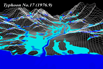 洪水氾濫流れのシミュレーション事例