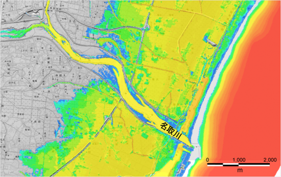 水深分布（名取川河口拡大図）
